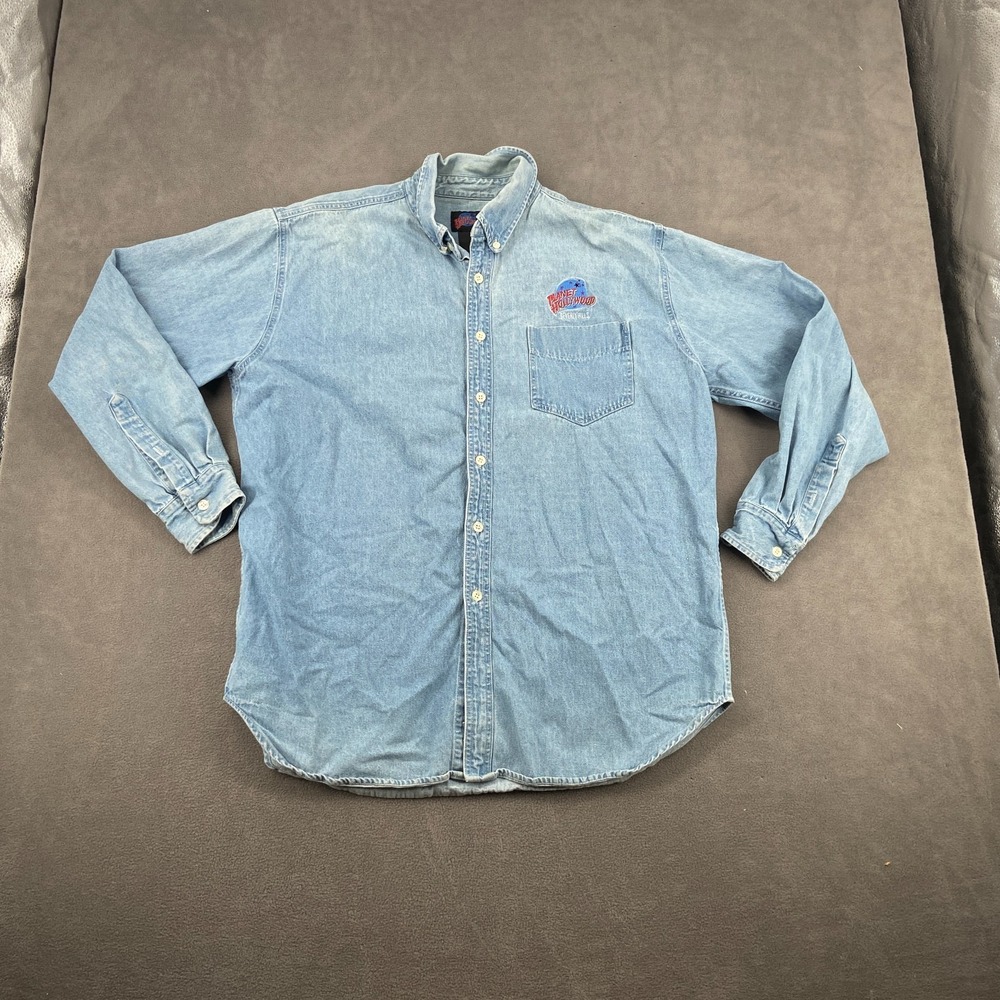 Planet Hollywood Beverly Hills Denim Shirt Mens XL Blue‎ Long Sleeve Button Down